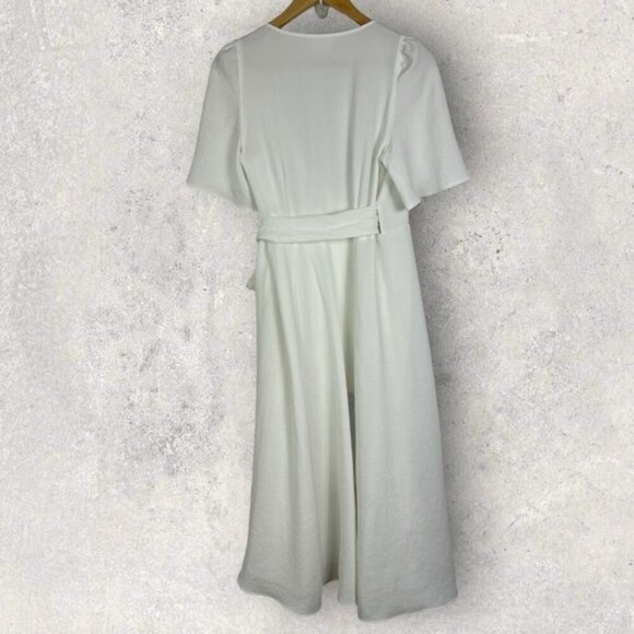 Sezane White Midi Wrap Dress Apolline Ecru White Size 36 French US 4 Minimalist - Picture 6 of 14
